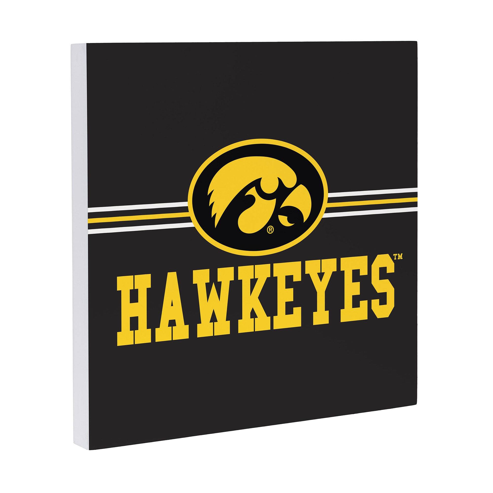 Alt View 1. Evergreen Enterprises - Iowa Hawkeyes 12" x 12" Wood Wall Sign - Multicolor.