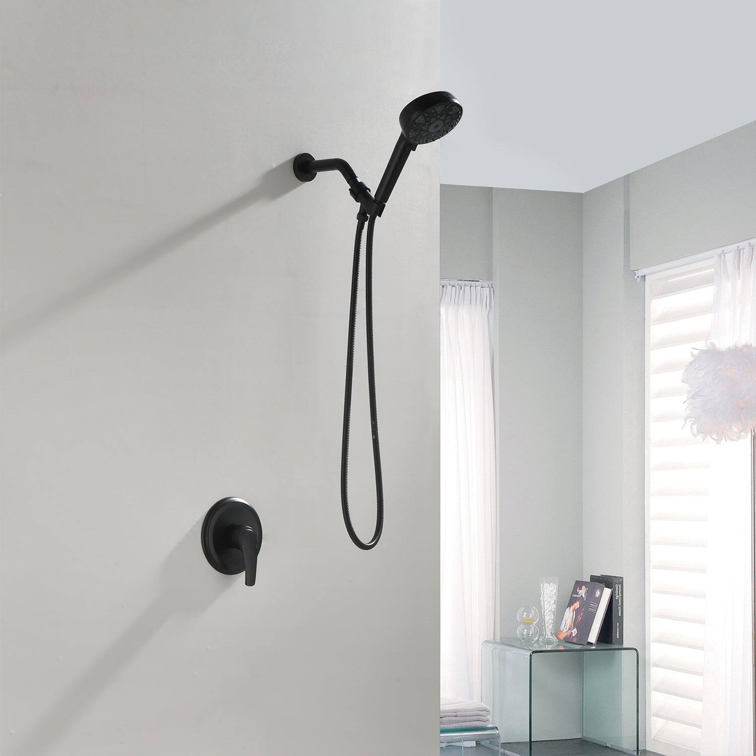 Alt View 2. Boyel Living - Matte Black Shower Set with cUPC Pressure Balance Valve and 7 Function Filter Handheld Shower - Matte Black.