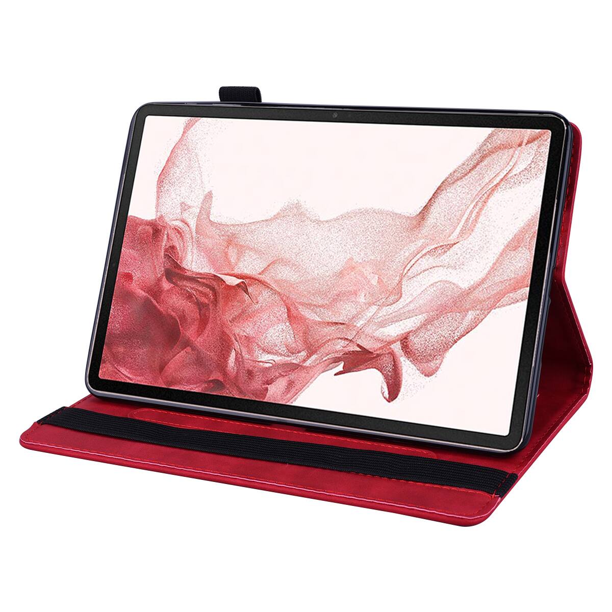 Alt View 4. Dteck - Case for Samsung Galaxy Tab S10 Ultra & S9 Ultra & S8 Ultra (X920/X910/X900),Shockproof Embossed PU Leather Folio Cover - Red.