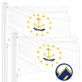 G128 - 2-Pack Rhode Island State Flag, 3 x 5 ft, Embroidered 300D Polyester with Brass Grommets - Assorted Colors