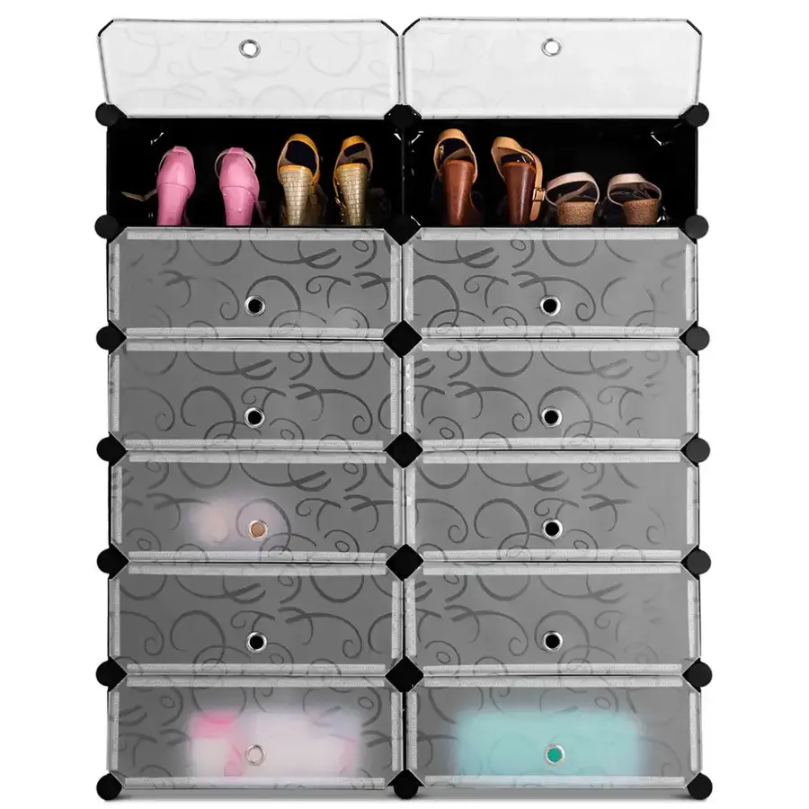 Alt View 19. Costway - 12 Cubic Portable Shoe Rack Shelf Cabinet Storage Closet Organizer Home Furni - Silver+Black.