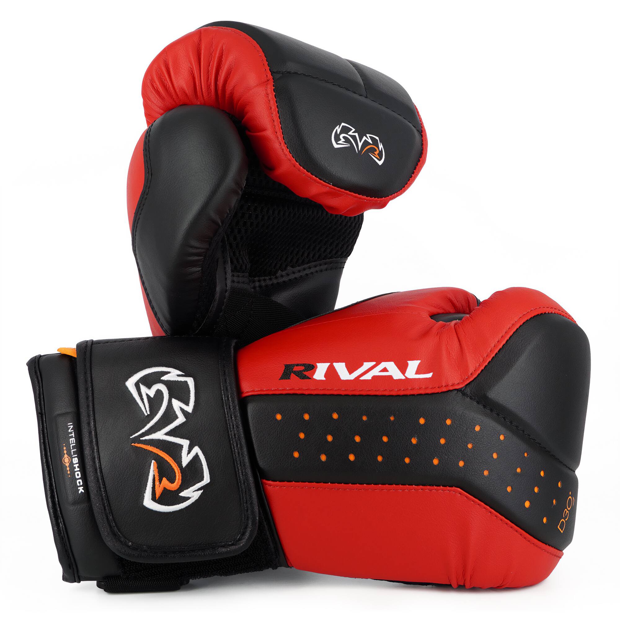 RIVAL - Boxing RB10 Intelli-Shock Hook and Loop Bag Gloves - XL - Black/Red