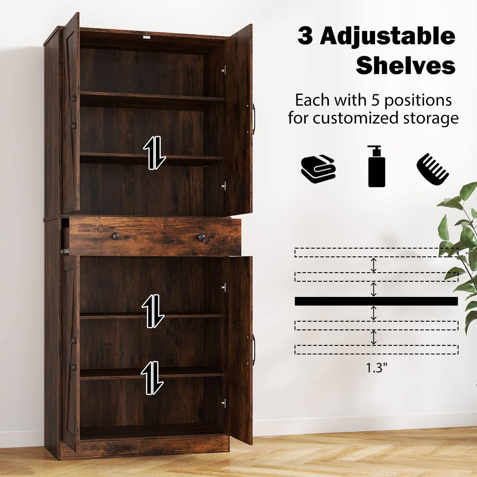 3 Adjustable Shelves  
Each with 5 positions for customized storage  

1.3"