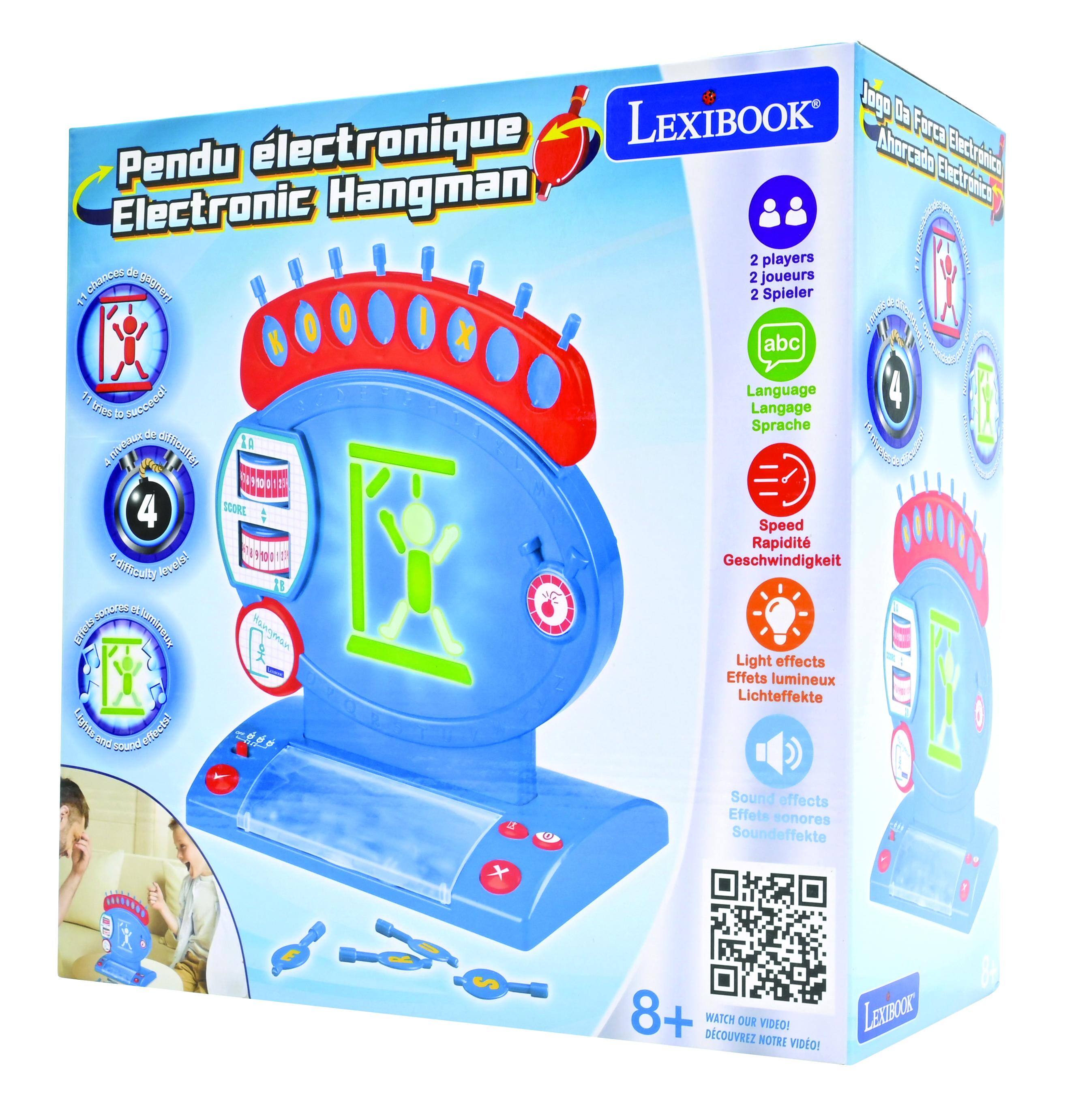 LEXIBOOK blogo DayFri Farca Pendu lectronique Hangman Ahorcado/F Electraica Electronico Electronic 2 players de 2 joueurs  chances  2 Spieler abc 11 Language tries 33 Succeed! Langage Sprache de HERAILY COUX biticuite! 4 Speed Rapidit y Geschwindigkeit Lolucitific 19/018 SUPARIES alumineux EROIS Light effects Effets lumineux Lichteffekte Lights and sound effects! Sound effects Effets sonores Soundeffekte

8+ DCOUVREZ WATCH OUR NOTRE VIDEO! LEXUBOOK VIDO!