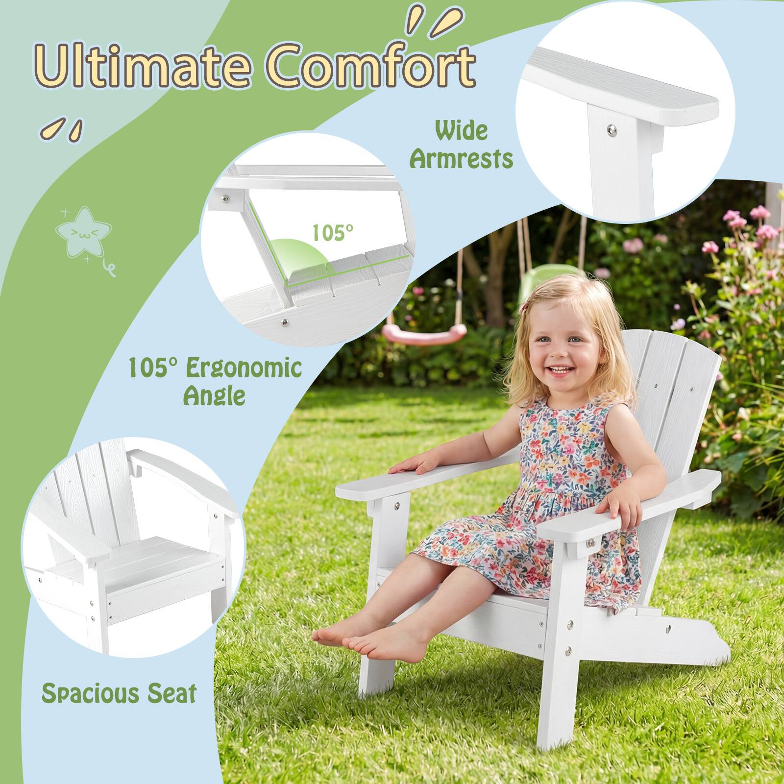 Ultimate Comfort Wide Armrests

105° Ergonomic Angle

Spacious Seat