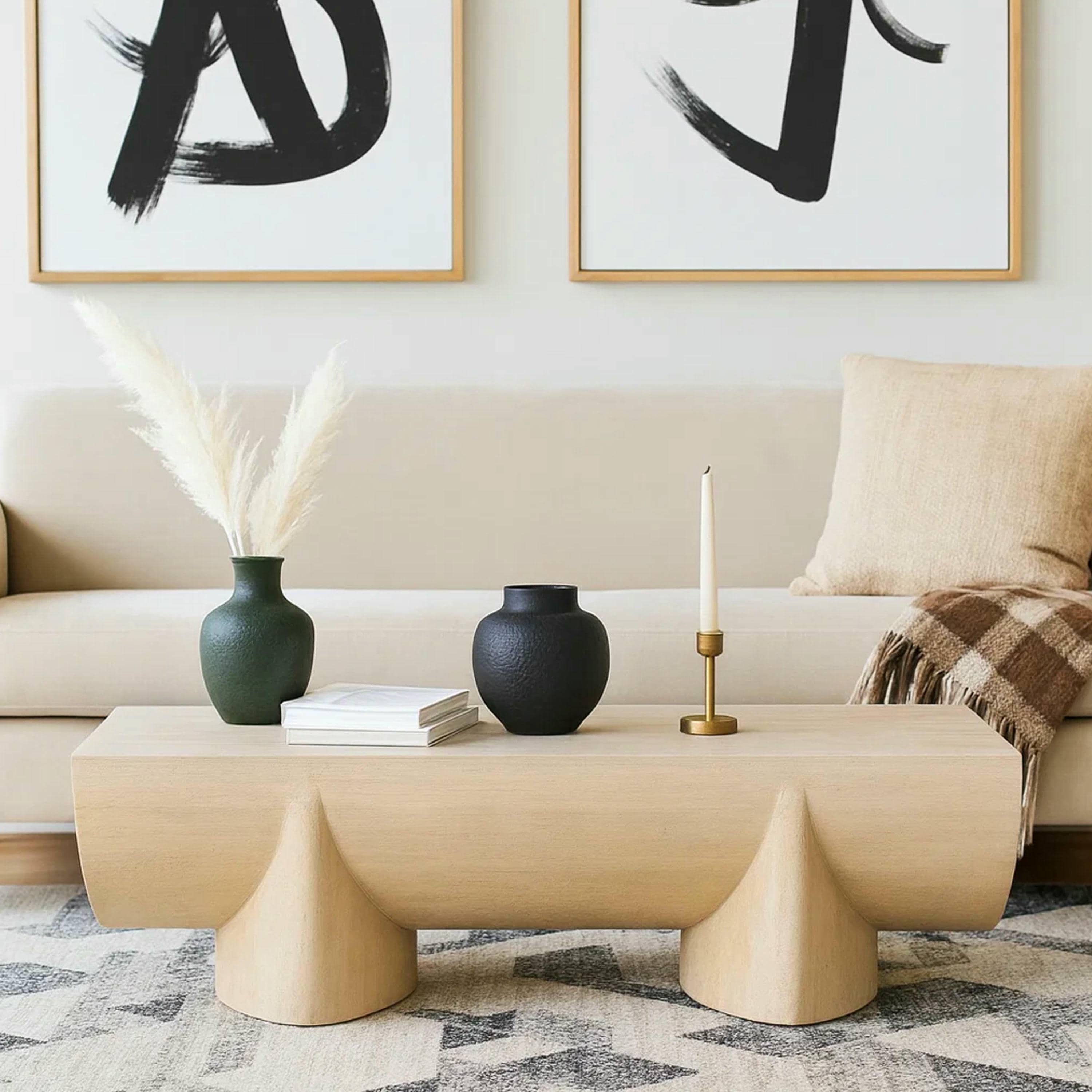 Alt View 9. Manhattan Lane - Wilhelm Coffee Table | 48" Log Design | Natural Mango Wood Hand Crafted - Oak Brown.