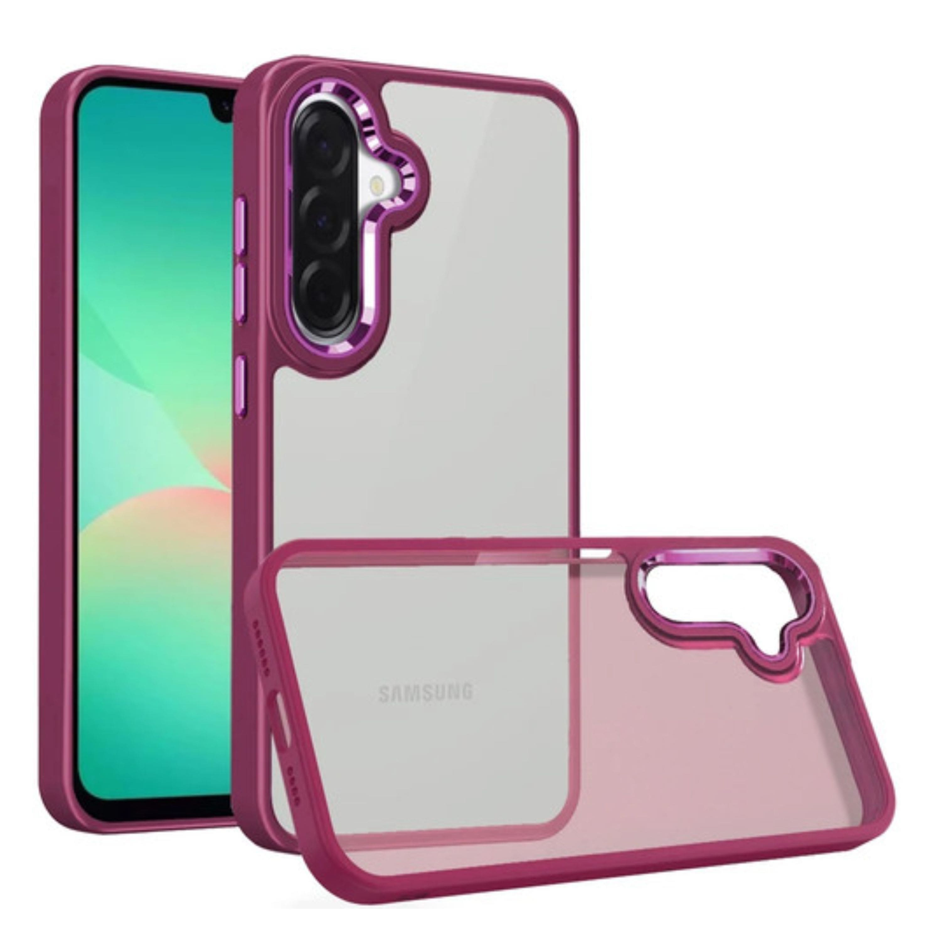 Kitcheniva - Rugged Metallic Buttons Raised Edge Phone Case With Tempered Glass For Samsung Galaxy A27 5G - Burgundy price history on PriceWatchPro