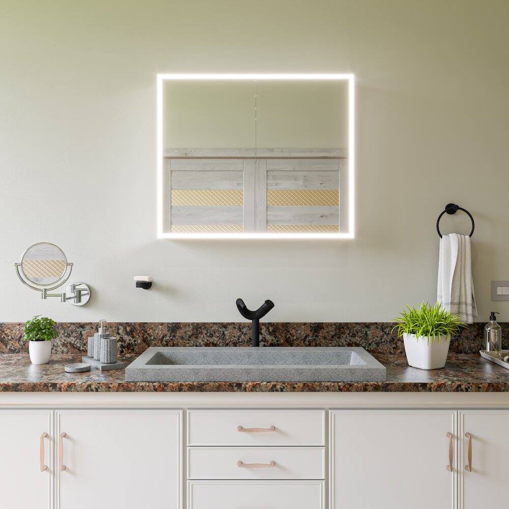 Alt View 1. Alfi - 40" Solid Concrete Gray Matte Trough Sink for the Bathroom - Gray.