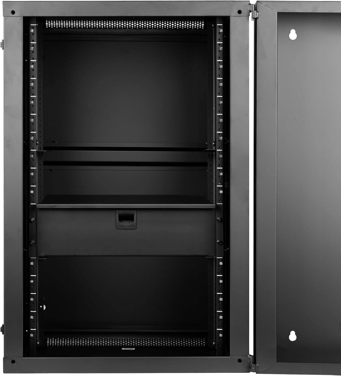 Back. Gator - 3U Lockable Rack Drawer with 14.2-Inch Depth, 16-Gauge Steel Construction and Rear Cable Access.