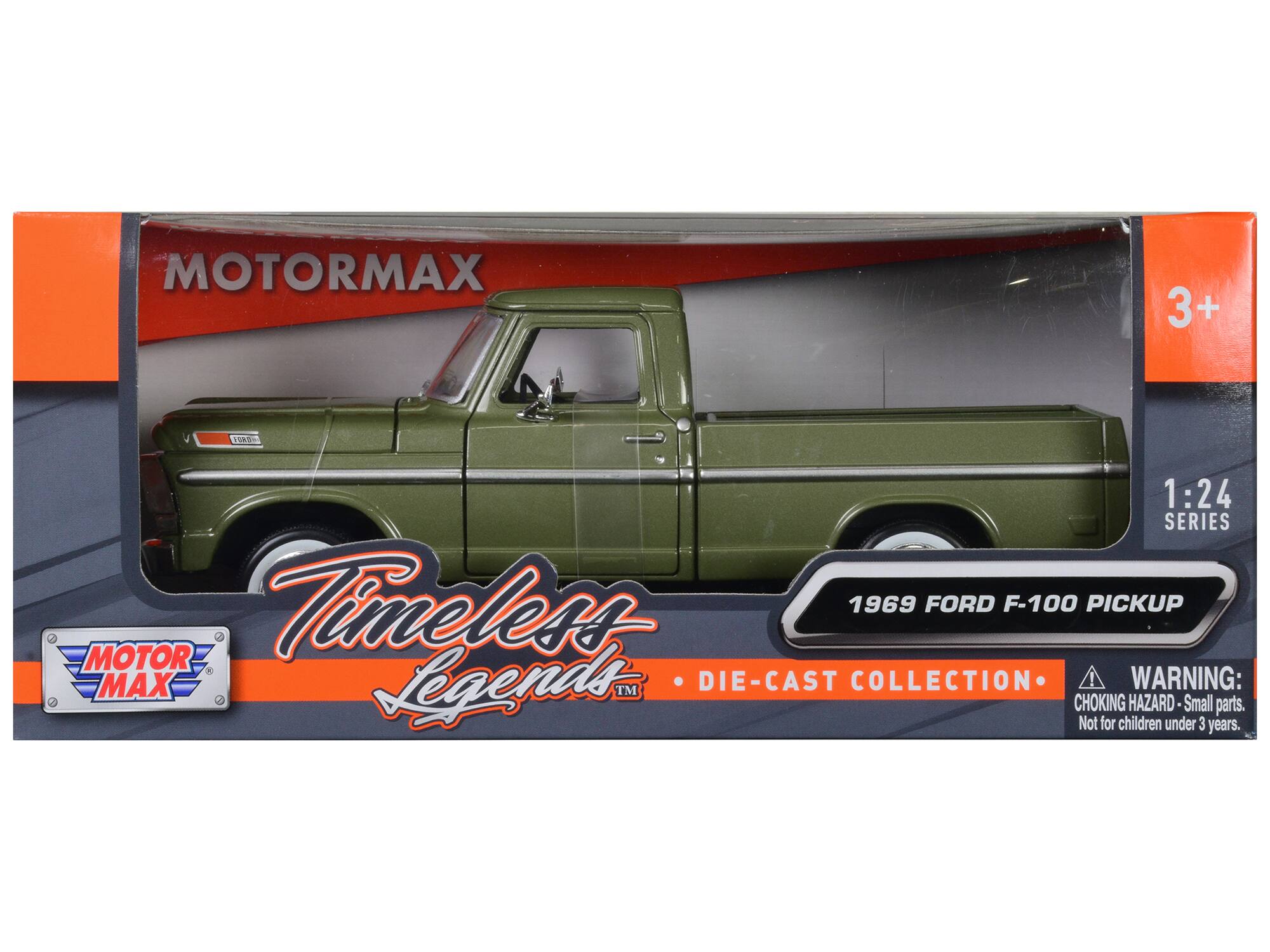 MOTORMAX 3+ viaa 1:24 SERIES Timeless 1969 FORD F-100 PICKUP S C MOTOR MAX Legends DIE-CAST COLLECTION ! WARNING: TM  CHOKING HAZARD- Small parts. Not for children under 3 years.