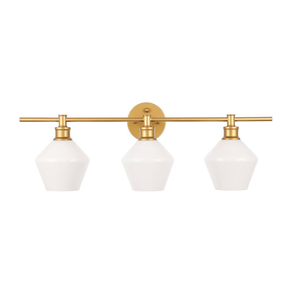 Alt View 1. Living District - Gene 3 light Brass and Frosted white glass Wall sconce - Brass And Frosted White Glass.