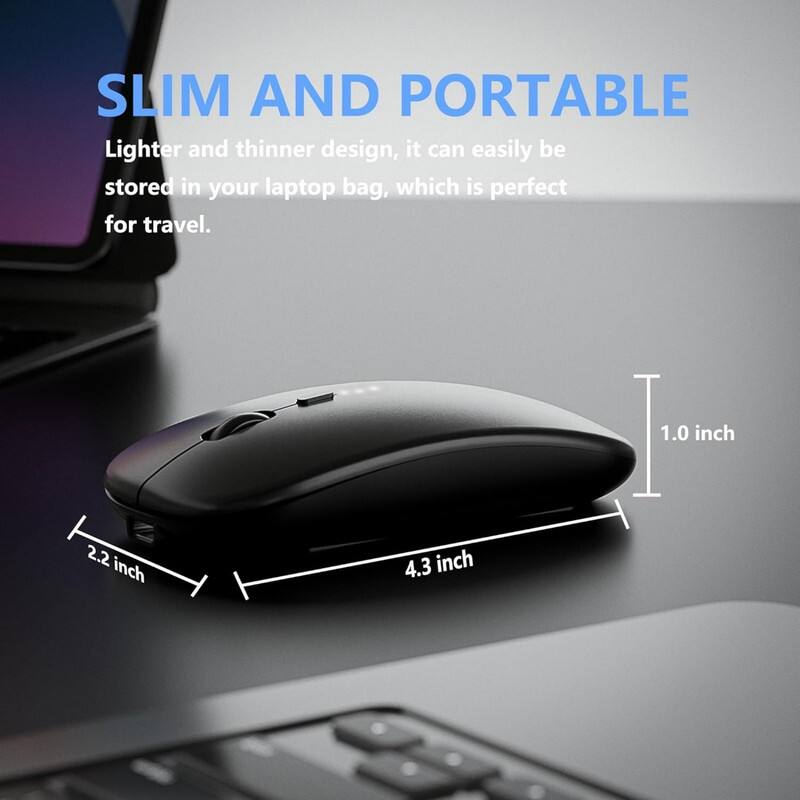 SLIM AND PORTABLE  
Lighter and thinner design, it can easily be stored in your laptop bag, which is perfect for travel.  

2.2 inch  
4.3 inch  
1.0 inch