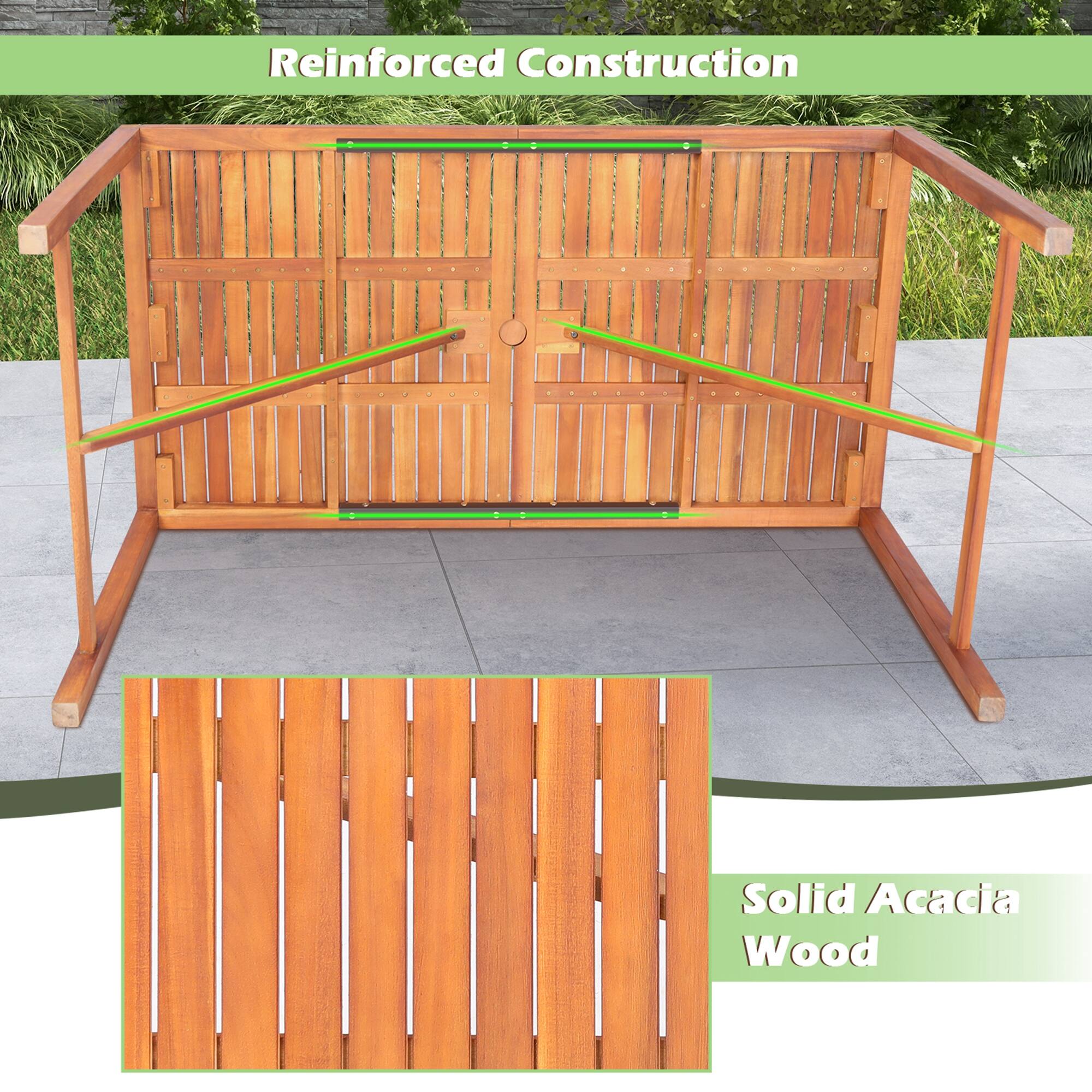Reinforced Construction
Solid Acacia Wood