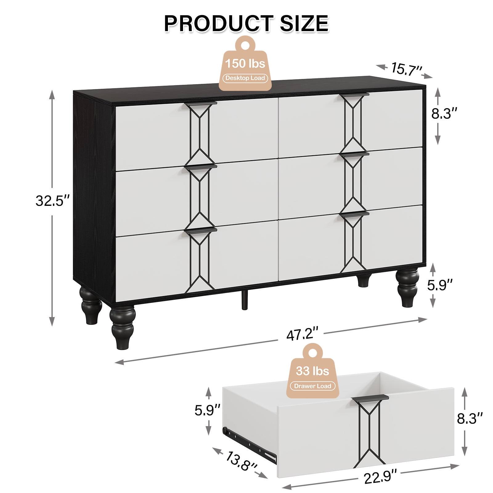 PRODUCT SIZE

- Desktop Load: 150 lbs
- 15.7" (width)
- 8.3" (height)
- 32.5" (height)
- 5.9" (height)
- 47.2" (width)
- 33 lbs (Drawer Load)
- 5.9" (height)
- 8.3" (height)
- 13.8" (width)
- 22.9" (width)