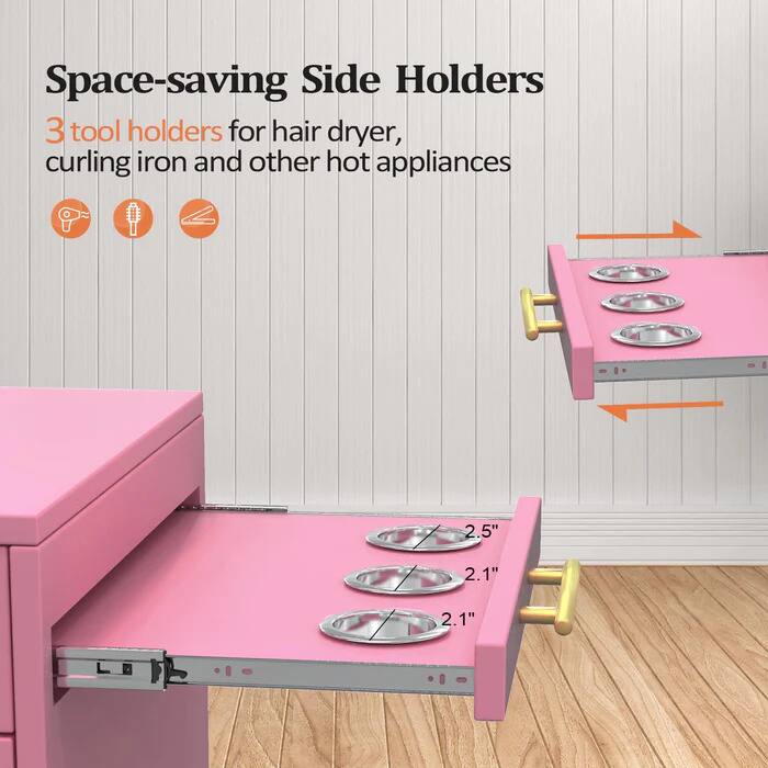 Space-saving Side Holders

3 tool holders for hair dryer, curling iron and other hot appliances

2.5" 2.1" 2.1"
