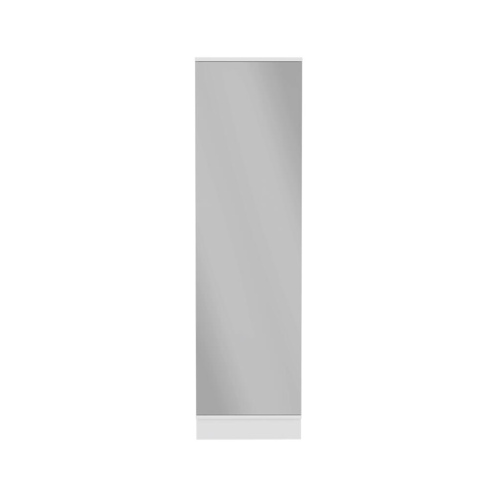 Angle. Loheer - Loheer White Shoe Cabinet with Mirror, Single Door Shoe Storage, Tall - White.