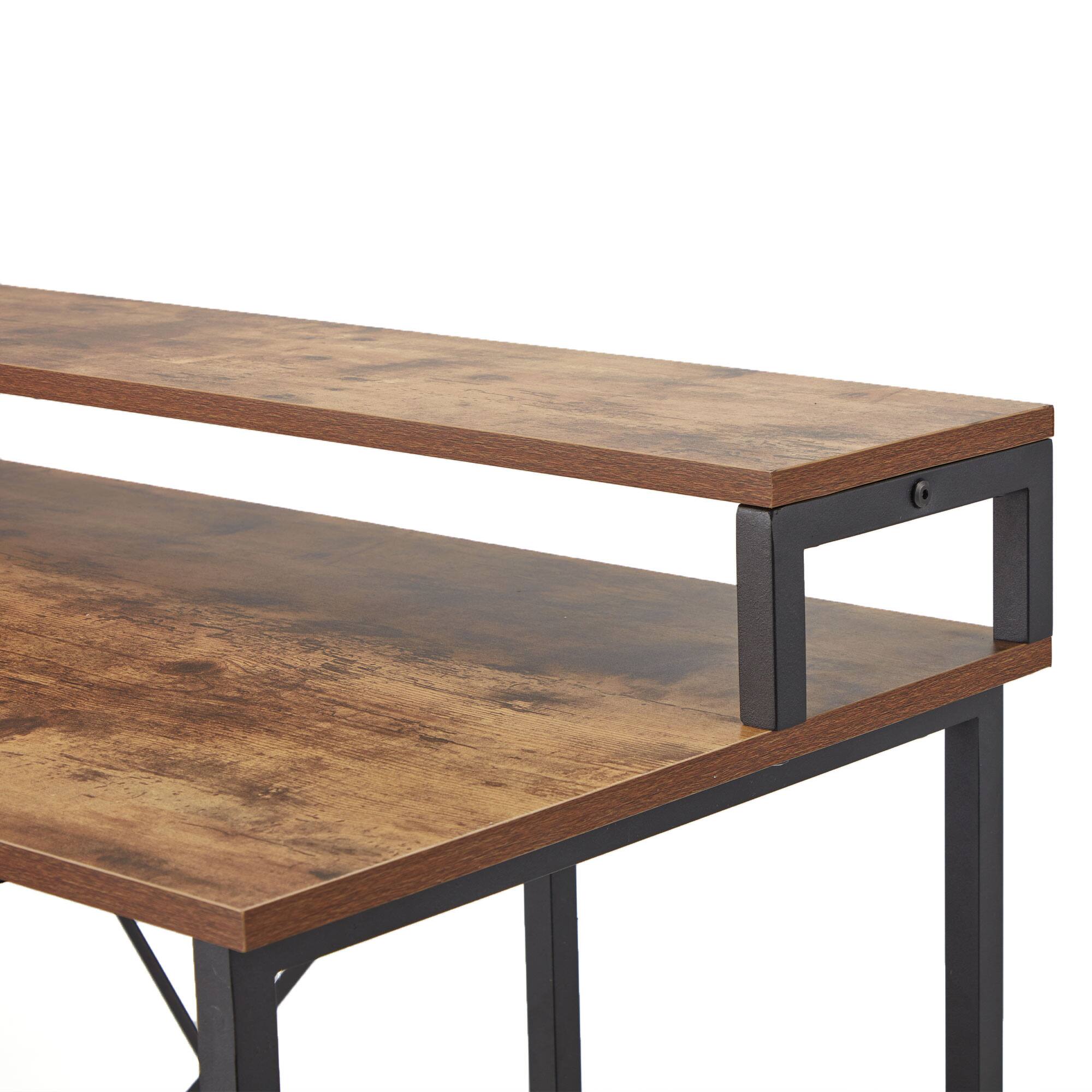 Alt View 5. JOMEED - JOMEED Computer Desk with Monitor Shelf for At-Home Office Space, Brown/Black - Brown.