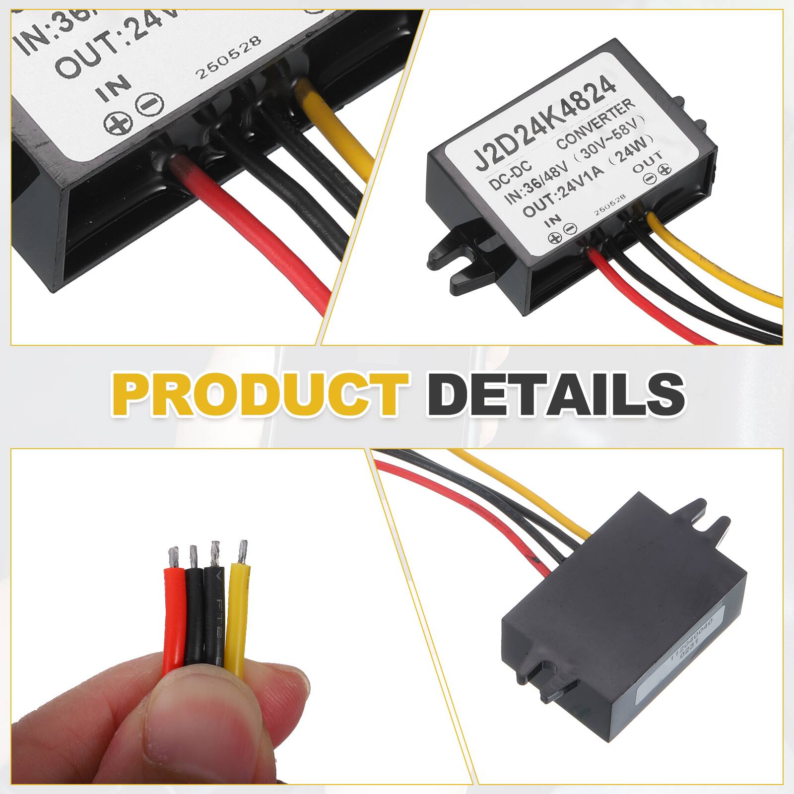 IN: 36V, OUT: 24V  
J2D24K4824 DC-DC CONVERTER (24W)  
IN: 36/48V, OUT: 24V1A (24W)  
PRODUCT DETAILS