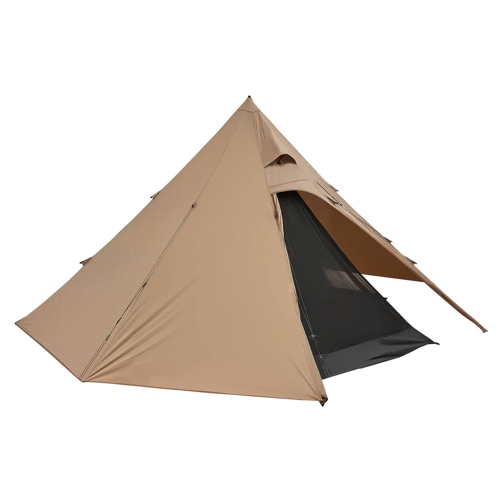 Alt View 5. VEVOR - Hot Tent for 4 Persons, Camping Tipi Hot Tents with Stove Jack & Inner Tent, Portable Winter Camping Tents - Brown.