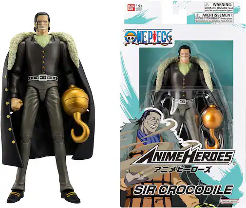 BANDAI 36930 #37055
WARNING: CHOKING HAZARD Small parts Not for children under 3 years
AVERTISSEMENT: RISQUE D'ÉTOUFFEMENT - Petites pièces Ne convient pas aux enfants de moins de 3 ans
ONE PIECE
ANIME HEROES
アニメヒーローズ
SIR CROCODILE
BANDAI NAMCO