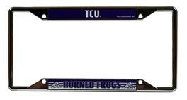Rico Industries - Texas Christian TCU Horned Frogs Chrome 4-Corner View License Plate Frame - Multi