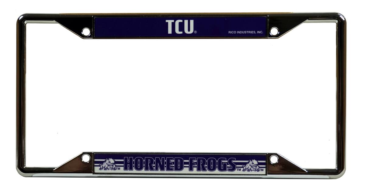 Texas Christian TCU Horned Frogs Chrome 4-Corner View License Plate Frame