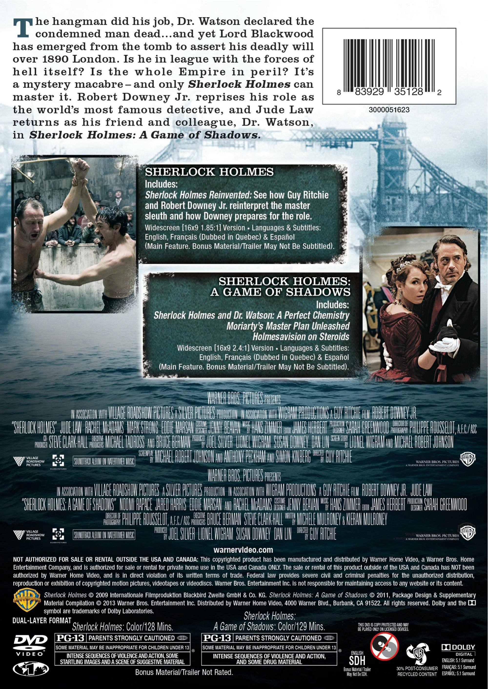 Back. Sherlock Holmes/Sherlock Holmes: A Game of Shadows (DVD Double Feature) [DVD].