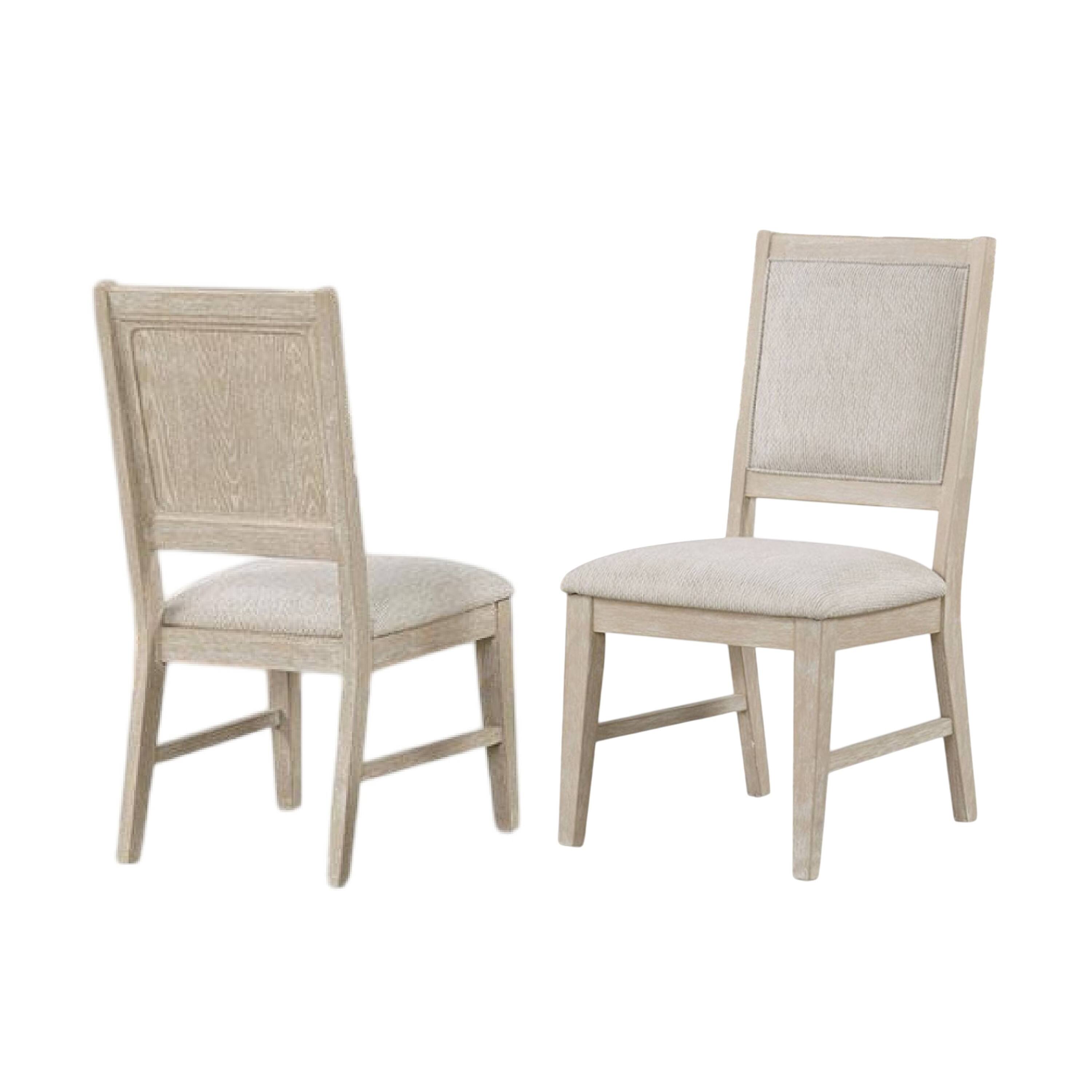 Manhattan Lane - Rozie Dining Side Chair Set of 2, Tapered Legs, Light Oak Poplar Wood - Light Oak Gray