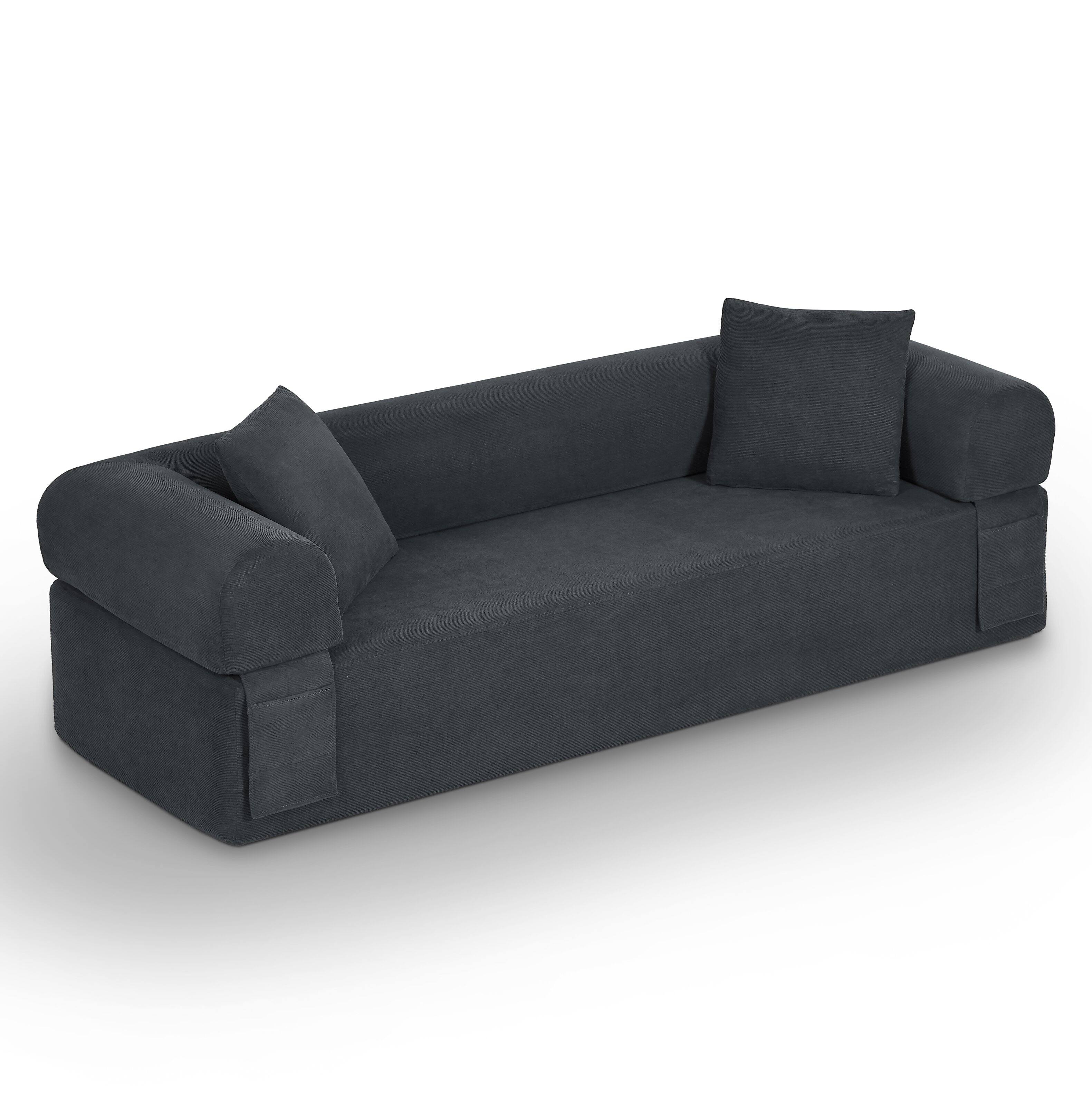 Angle. Loheer - Loheer 83 Inch Frameless Sofa Modern Apartment Couch No Assembly 3 Seater Boneless Couch for Compact Living Room - Gray.
