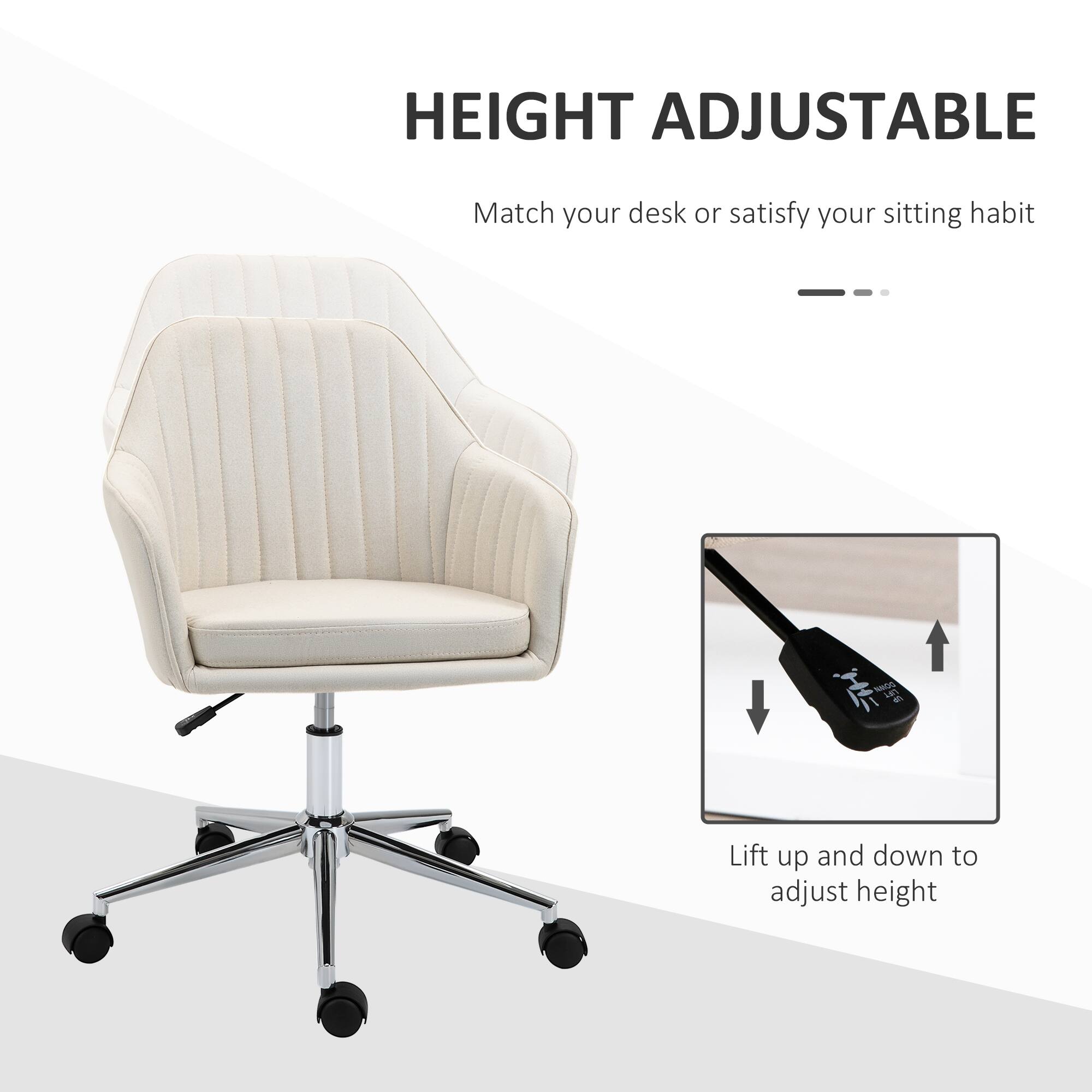 HEIGHT ADJUSTABLE  
Match your desk or satisfy your sitting habit  

Lift up and down to adjust height