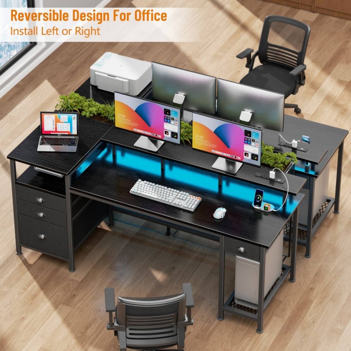 Reversible Design For Office  
Install Left or Right