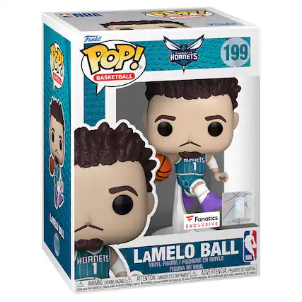 NRA T0 100 O Funko POP! HORNETS CHARLOTTE 199 M BASKETBALL 3 MURUETS 1 PNN LANBO Fanatics NC000 00000 EXCLUSIVE BALL LAMELO BALL NBA HORNETS FIGURINE EN VINYLE FIGURE / VINYL DE VINIL 1 FIGURA A ADVERTENCIA: PELIGRO nilos menores DE 2 ASFIXIA 2 meses D'TOUFFEMENT. No es adecuado par A ATTENTION: DANGER de 36 mois Partes pequeas HAZARO. enfants de moird WARNING: CHOKING e convient p05 au 36 months Petites pieces. sutable t chidren under Smal parts Not suitable for children under 3 years.