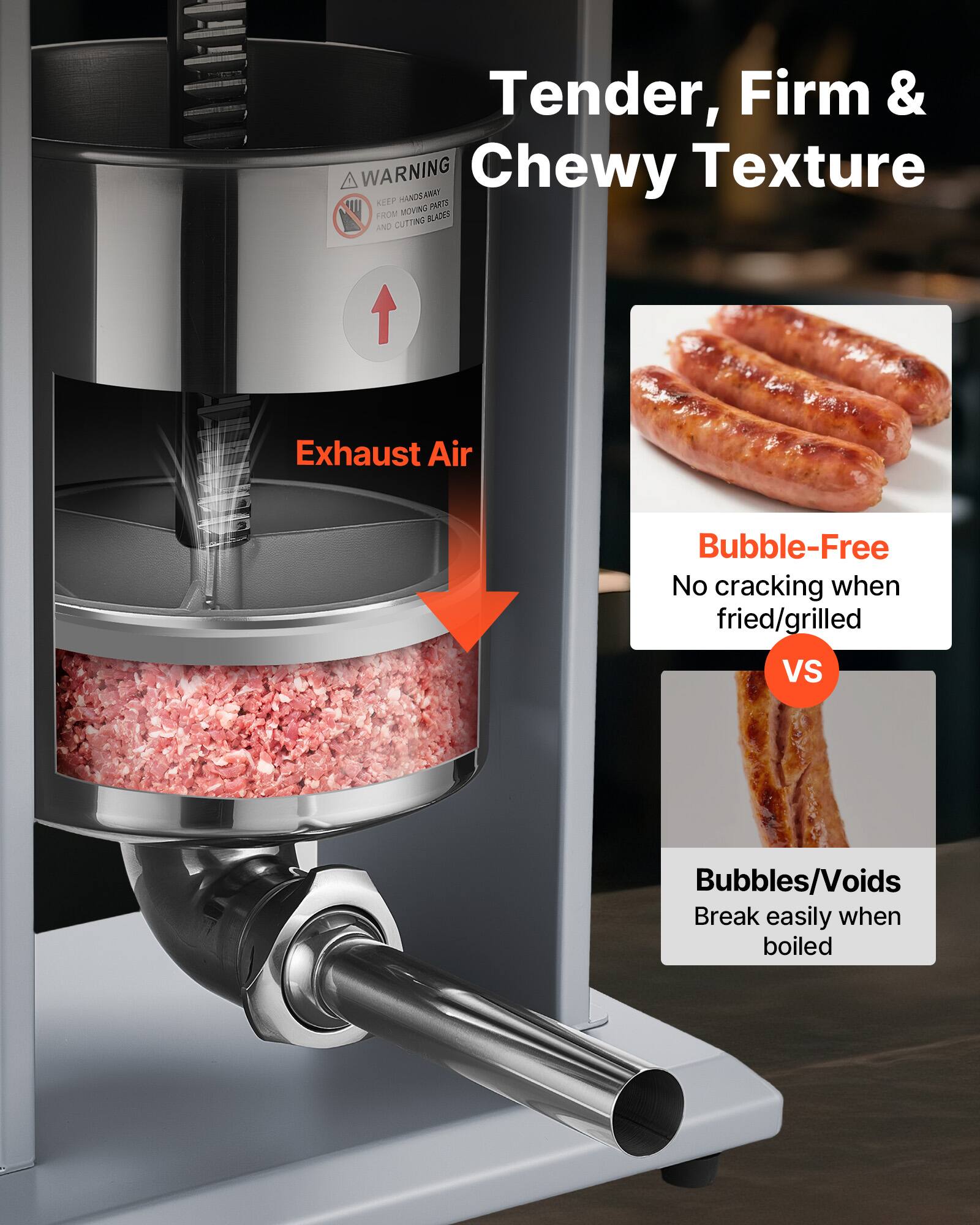 Tender, Firm & Chewy Texture

Exhaust Air

Bubble-Free
No cracking when fried/grilled

VS

Bubbles/Voids
Break easily when boiled