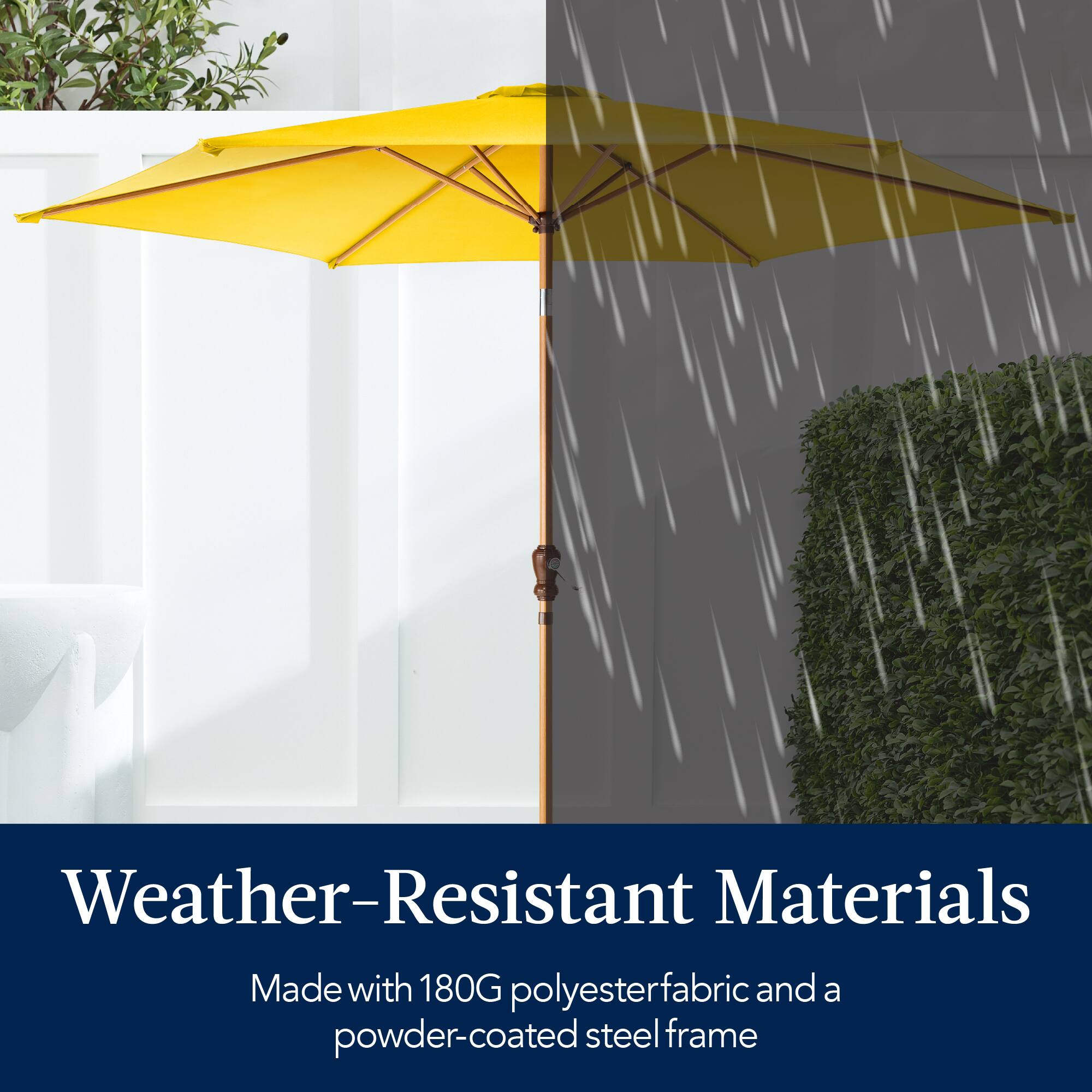 Weather-Resistant Materials Made with 180G polyester fabric and a powder-coated steel frame.