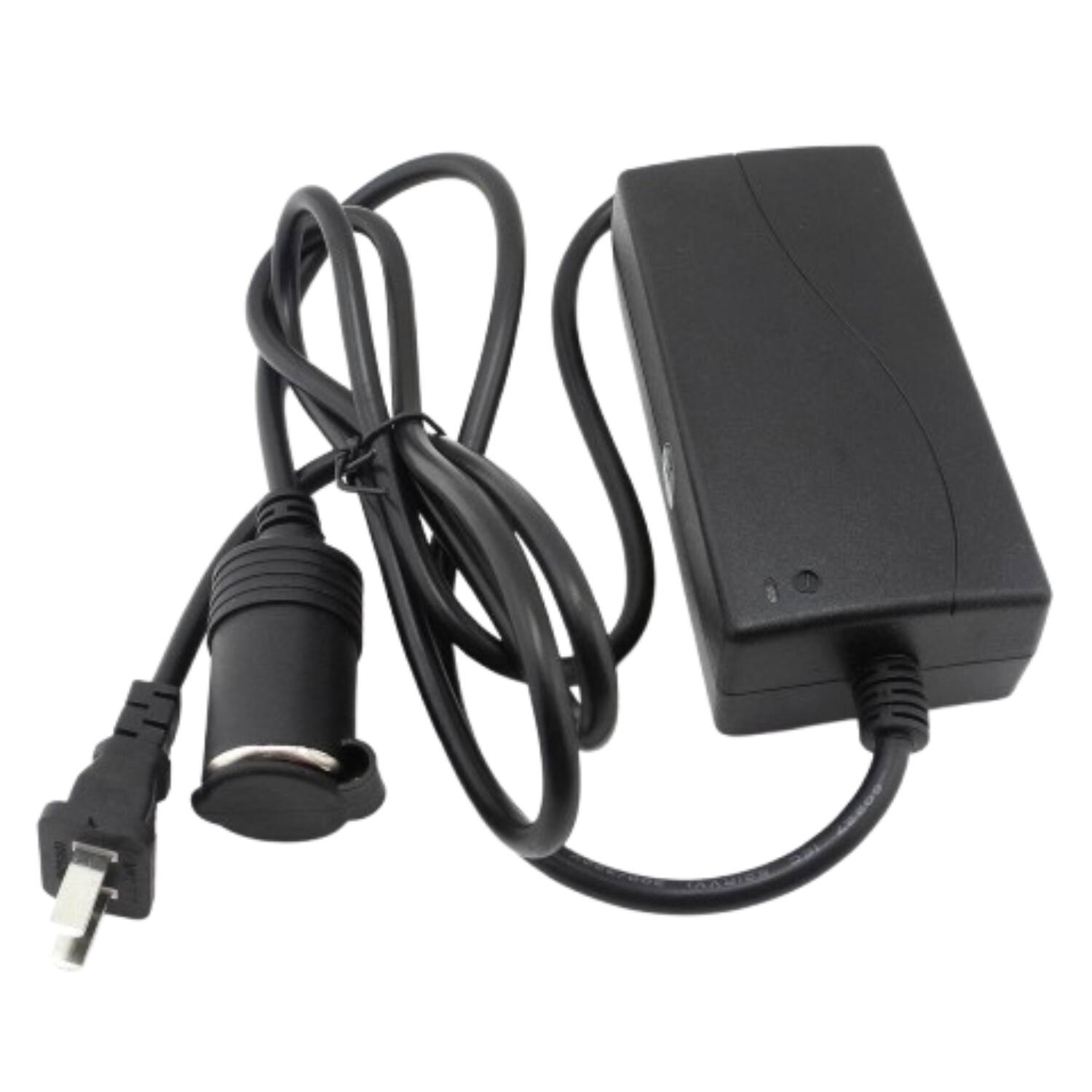 Front. Stock Preferred - 60W Power Inverter 110V AC to 12V DC Converter Car Cigarette Lighter Adapter - Black.