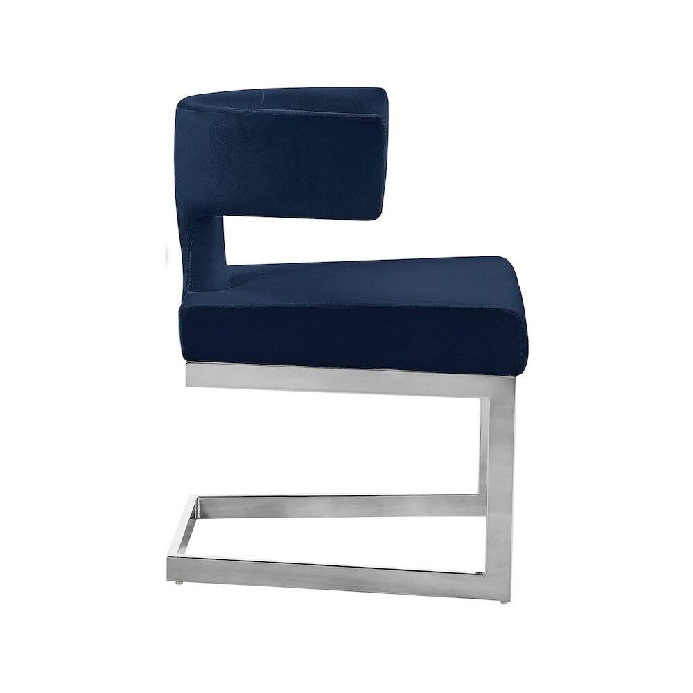 Alt View 3. Meridian Furniture - Alexandra Navy Velvet Dining Chair - Blue.