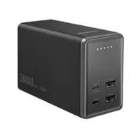 j5create - 4-Port Power Bank 100W 26800mAh Portable Charger for Most Devices - Black/ Space Gray - Front_Zoom