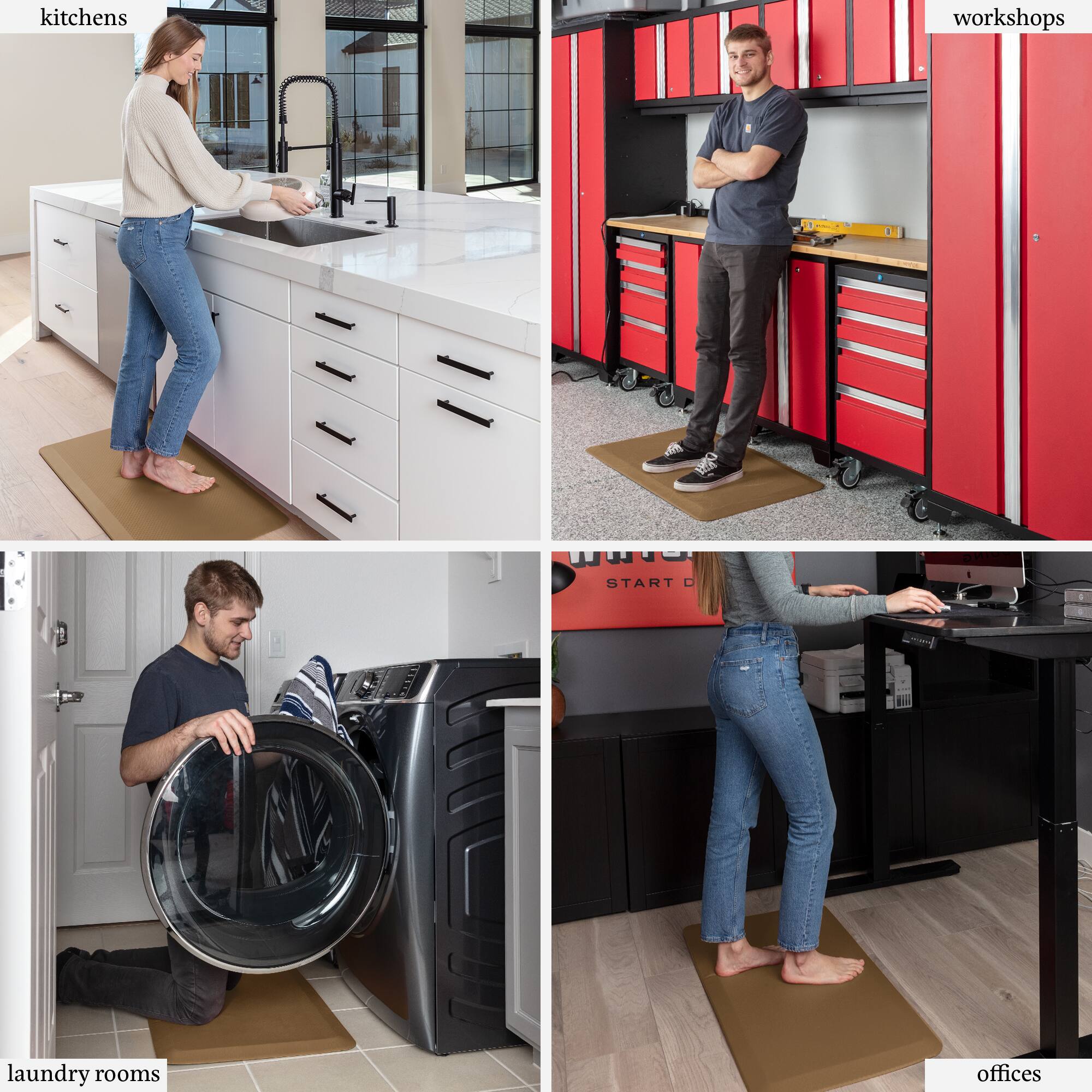 - kitchens
- workshops
- laundry rooms
- offices