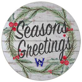 Jardine - Westfield State Owls 20'' x 20'' Season's Greetings Circle - White