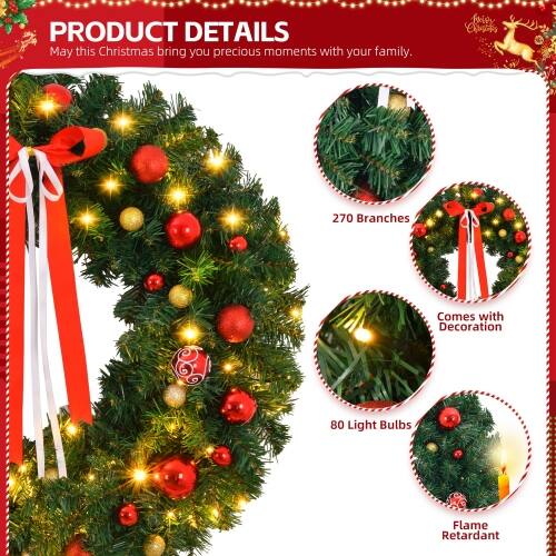 PRODUCT DETAILS  
May this Christmas bring you precious moments with your family.  

- 270 Branches  
- Comes with Decoration  
- 80 Light Bulbs  
- Flame Retardant