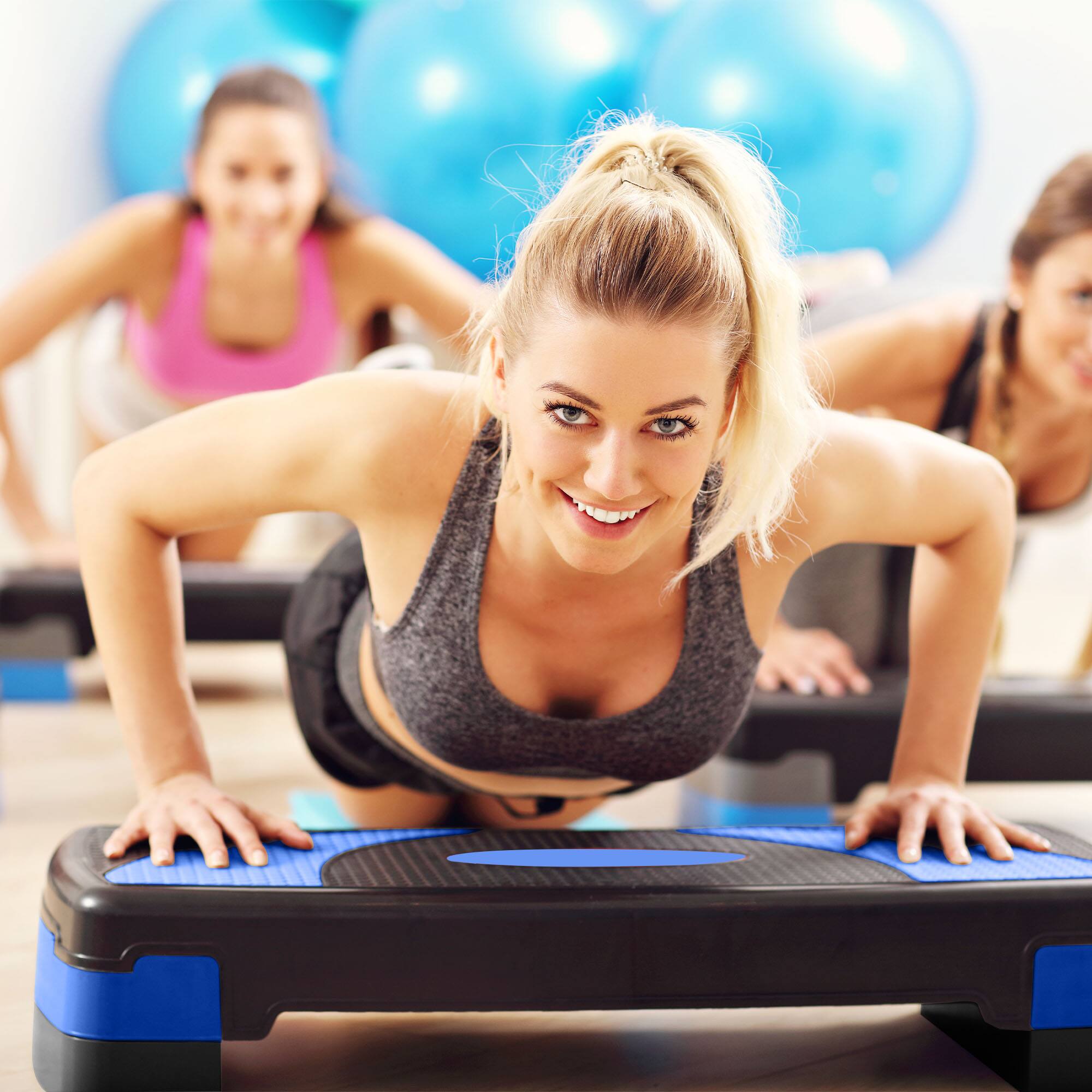 Alt View 2. BalanceFrom Fitness - BalanceFrom Fitness Adjustable Workout Aerobic Step Platform Trainer w/ Raisers - Blue.