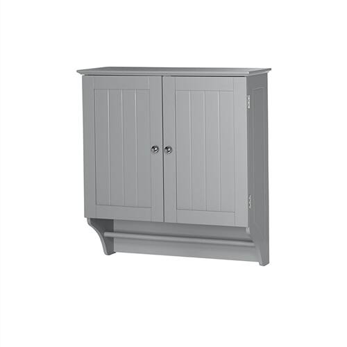 Front. SlickBlue - Functional 2-Door Bathroom Cabinet with Towel Bar and Storage - Grey.