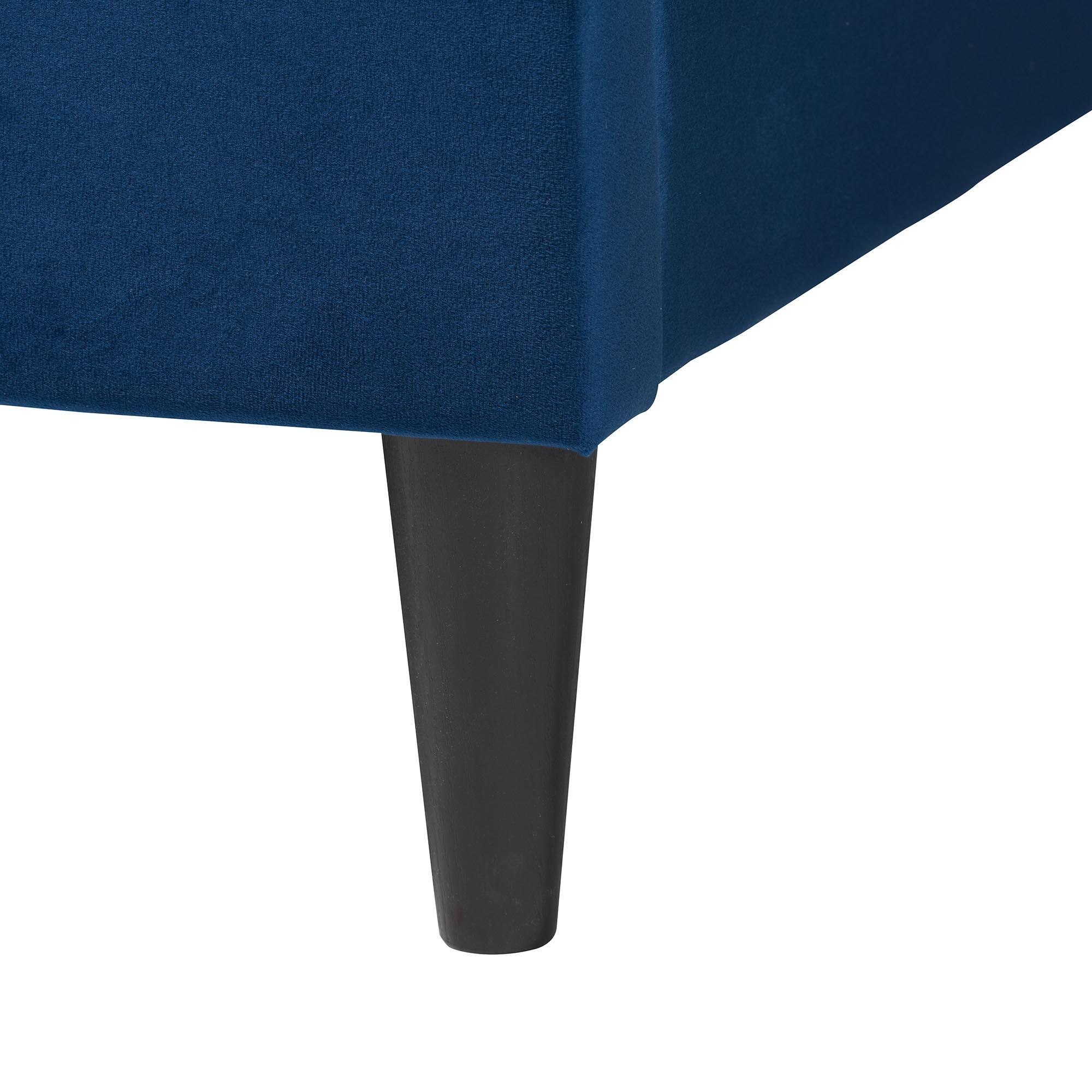 Alt View 1. Baxton Studio - Payne Modern Glam Velvet and Dark Brown Wood Queen Bed - Navy Blue/Black.