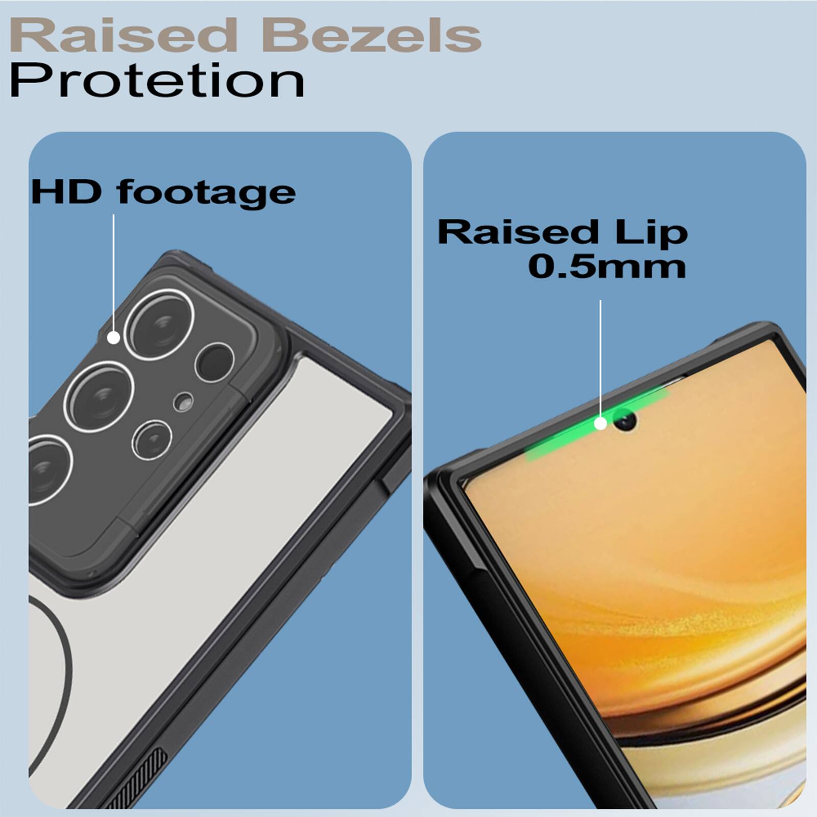 Raised Bezels Protection  
HD footage  
Raised Lip 0.5mm