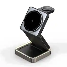 Luckbyte - 3-in-1 Foldable Wireless Charging Station, 15W Magnetic Fast Charger for iPhone 17-12, Apple Watch & AirPods, Travel Pad
