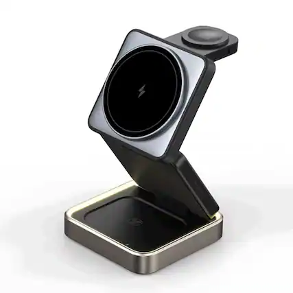 Front. Luckbyte - 3-in-1 Foldable Wireless Charging Station, 15W Magnetic Fast Charger for iPhone 17-12, Apple Watch & AirPods, Travel Pad.