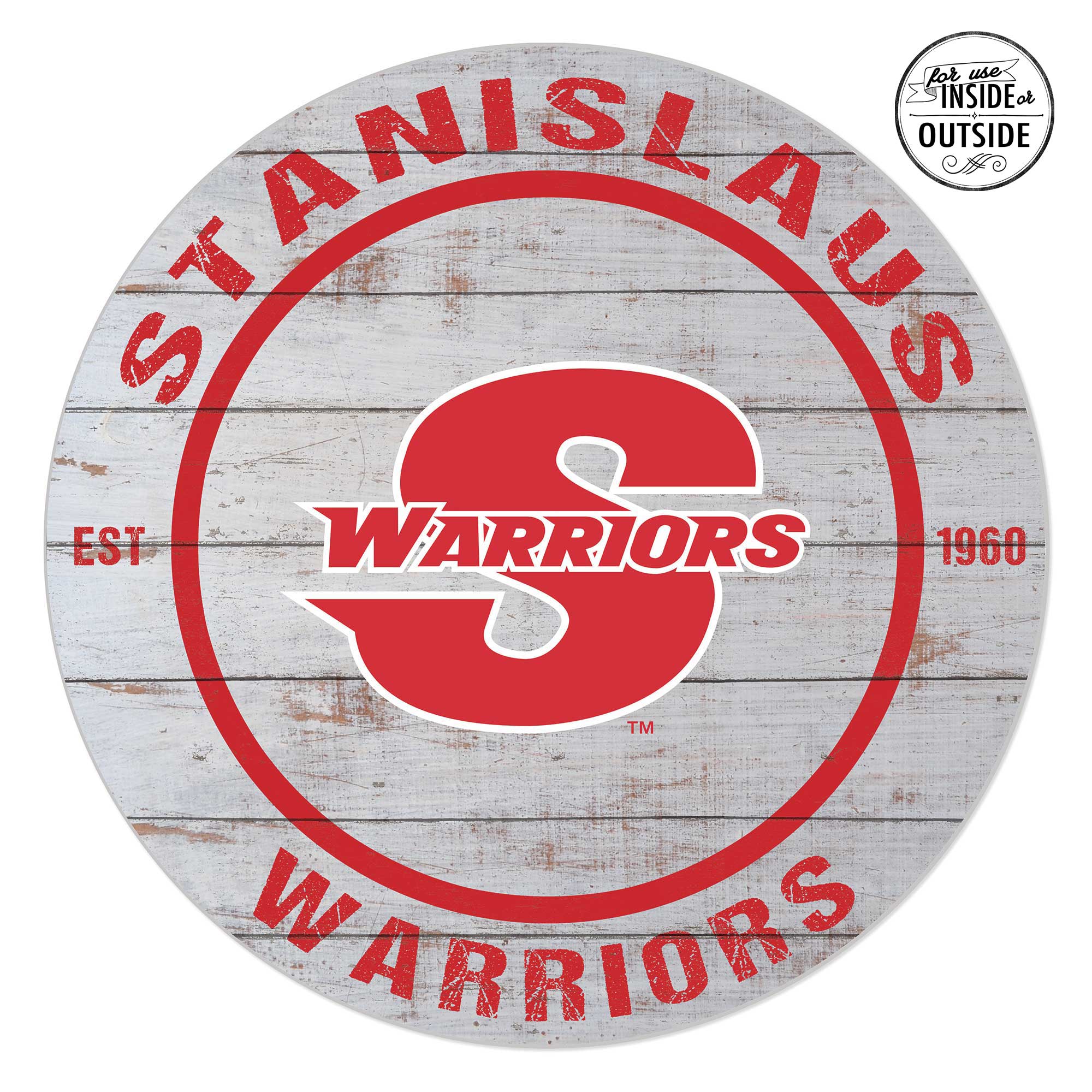 Jardine - Cal State Stanislaus Warriors 20'' x 20'' Indoor/Outdoor Weathered Circle Sign - White