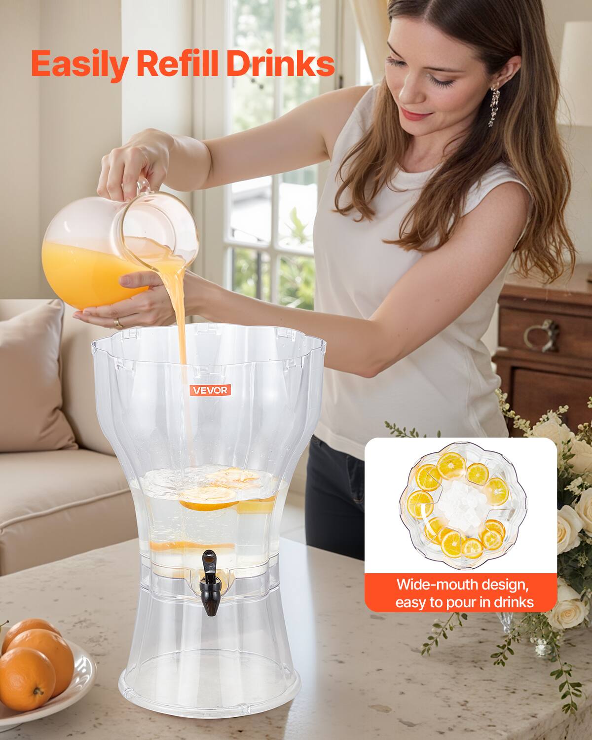 Easily Refill Drinks

Wide-mouth design, easy to pour in drinks