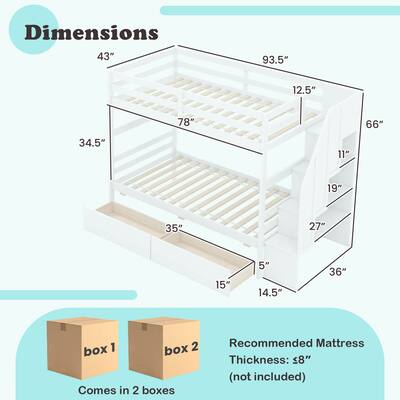 bunki Amazon.com: LZ LEISURE ZONE Twin Over Full Bunk Bed with