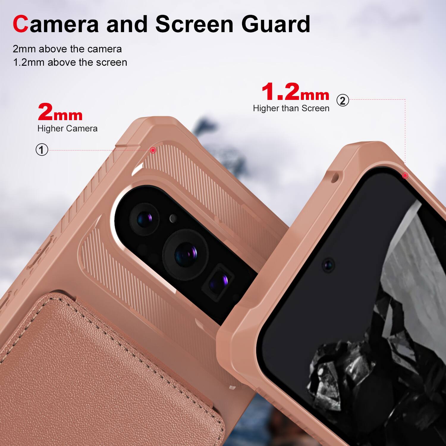 Camera and Screen Guard

2mm above the camera  
1.2mm above the screen

2mm  
Higher Camera

1.2mm  
Higher than Screen